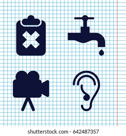 Set of 4 graphics filled icons such as tap, camera, ear