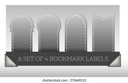 A set of 4 gray bookmark labels