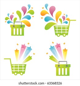 set of 4 green baskets with splashes