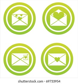 set of 4 green love letters signs