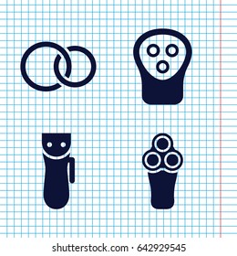 Set of 4 groom filled icons such as electric razor