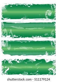 A set of 4 grunge banners with white borders and gradient color emerald