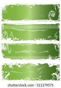 A set of 4 grunge banners with white borders and gradient color lime green