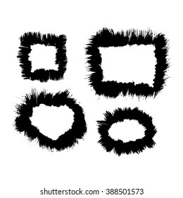 Set of 4 grunge black abstract textured vector frames. Vector design grunge elements. Vector abstract backgrounds. Vector abstract shapes. Vintage vector frames. Retro vector frames.
