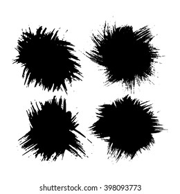 Set of 4 grunge black abstract textured vector shapes. Vector design grunge elements. Vector abstract background. Vector abstract shapes. Vintage vector stains. Retro vector shapes.