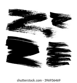 Set of 4 grunge zigzag black abstract textured vector shapes. Vector design grunge elements. Vector abstract background. Vector abstract shapes. Vintage vector stains. Retro vector shapes.