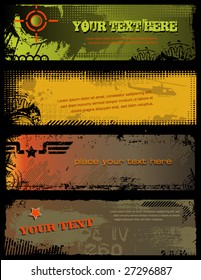 set of 4 grungy military banners