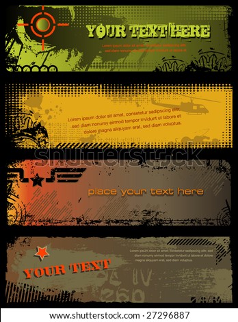 set of 4 grungy military banners