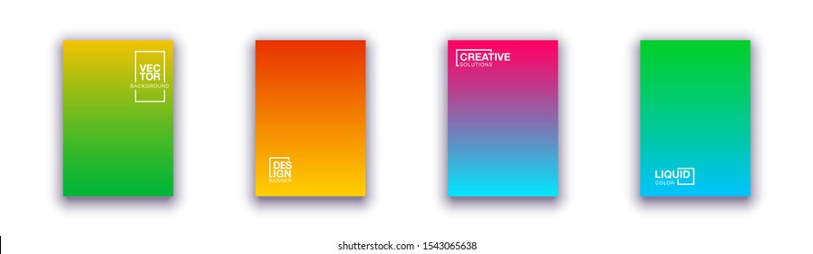 set of 4 Halftone cover page layouts vector design geometric background. Party posters set halftone gradient texture. Music flyer templates. Social media duotone gradient background Retro cover pages