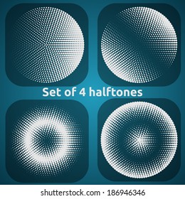 Set of 4 halftones. Vector illustration.