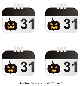 set of 4 halloween calendar icons