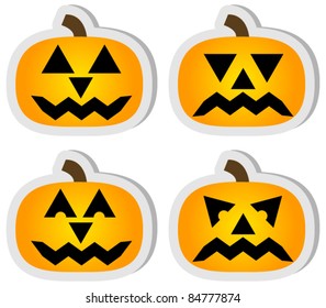 Set of 4 Halloween Jack O'Lantern Stickers