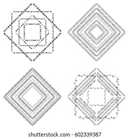 Set of 4 hand drawn boho style frames