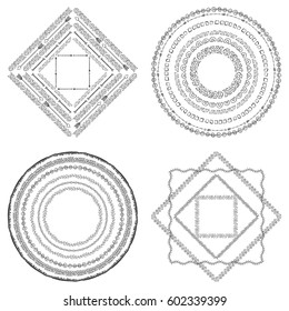 Set of 4 hand drawn boho style frames