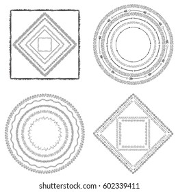 Set of 4 hand drawn boho style frames