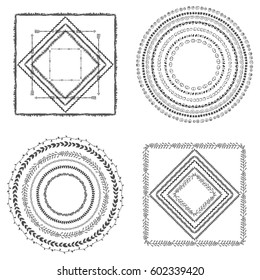 Set of 4 hand drawn boho style frames