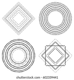 Set of 4 hand drawn boho style frames