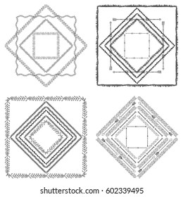 Set of 4 hand drawn boho style frames