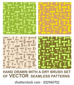 Set of 4 Hand Drawn Seamless Patterns