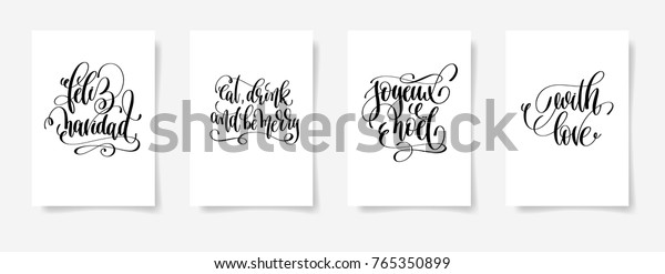 Set 4 Hand Lettering Vector Posters Stock Vector (Royalty Free ...