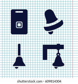 Set of 4 handbell filled icons such as Bell, door ringer