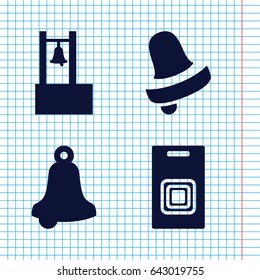 Set of 4 handbell filled icons such as bell, door bell