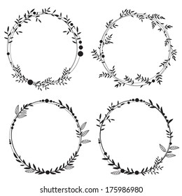 Set of 4 hand-draw vector victory laurel wreaths for stationary. Easy to change colors.