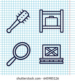 Set of 4 handle outline icons such as luggage storage, mirror, cargo on palette