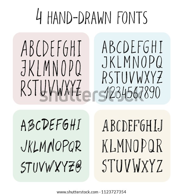 Download Set 4 Handwritten Fonts Uppercase Symbols Stock Vector Royalty Free 1123727354 SVG Cut Files