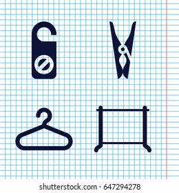 Set of 4 hang filled icons such as cloth pin, do not disturb