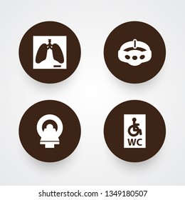 Set of 4 healthy icons set. Collection of mri scanner, belly band, handicapped wc elements.