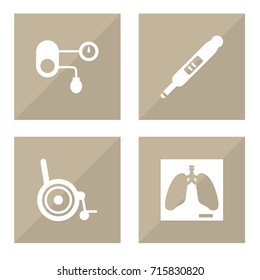 Set Of 4 Healthy Icons Set.Collection Of Lung, Pregnancy, Hypertension And Other Elements.