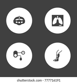 Set Of 4 Healthy Icons Set.Collection Of Slimming, Hypertension, Splint And Other Elements.