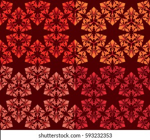 set of 4 hexagonal seamless floral patterns claret
