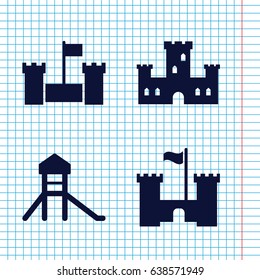 Set of 4 historical filled icons such as