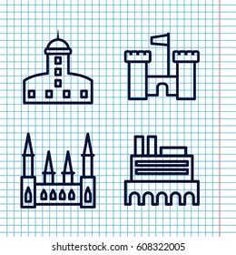 Set of 4 historical outline icons such as 