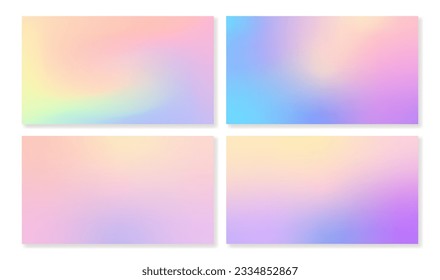 Set of 4 horizontal colorful gradient backgrounds. For covers, wallpapers, advertising, business cards, social media and other projects. For web and printing.