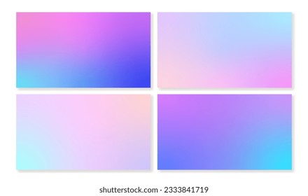 Set of 4 horizontal gradient backgrounds in cyan and magenta colors with soft transitions. For covers, wallpapers, advertising, business cards, social media and other projects. For web and printing.