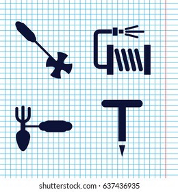 Set of 4 hose filled icons such as gardening tool