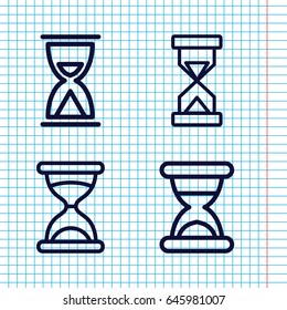 Set of 4 hourglass outline icons such as