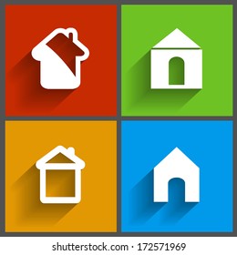set of 4 house icons