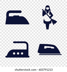 Set of 4 housekeeping filled icons such as iron