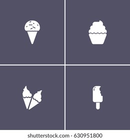 set of 4 ice cream icons