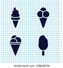 Set of 4 icecream filled icons such as