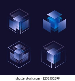 set of 4 icons of abstract geometric shapes