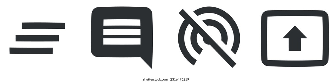 Set of 4 icons Communication. Creative business solutions icon set. Outline isolated signs. for mobile and web. Thin filled icons pack. UI and UX