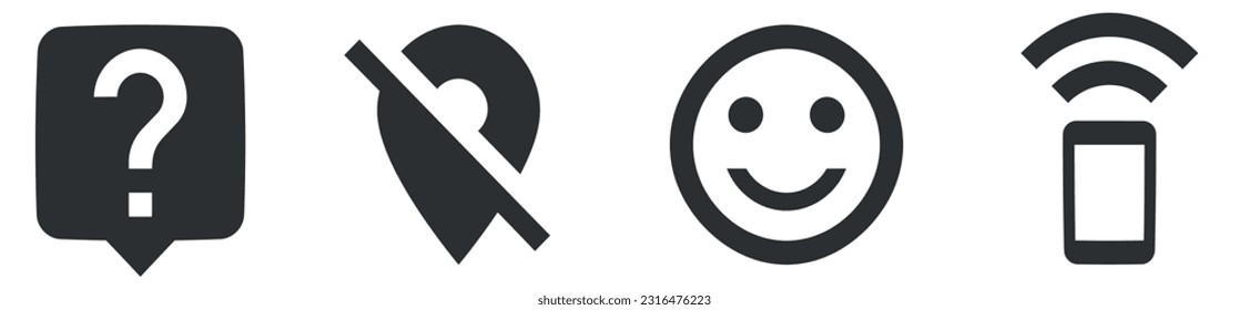 Satz von 4 Symbolen Kommunikation. Symbol für kreative Geschäftslösungen Umrissschilder einzeln. für mobile und Web. Das große UI-Icon wird in einem flachen Design gesetzt. UX-Benutzeroberfläche