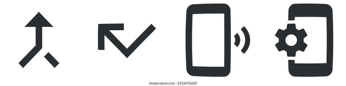 Conjunto de 4 iconos Comunicación. Ilustración vectorial de iconos de línea delgada. Simple Set. para móviles y web. Un gran icono de interfaz de usuario en un diseño plano. UI de usuario