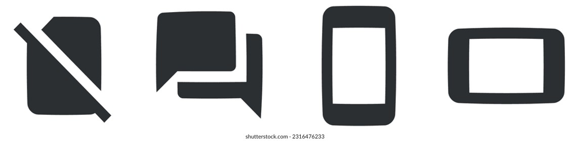 Set of 4 icons Communication. Vector illustration of thin line icons. Simple Set. Linear icons set. Thin filled icons pack. UX UI