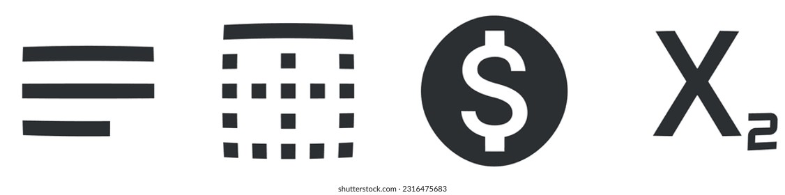 Set of 4 icons Editor. Modern thin line icons. modern trend in the style. Linear symbols set. Big UI icon set in a flat design. UX UI